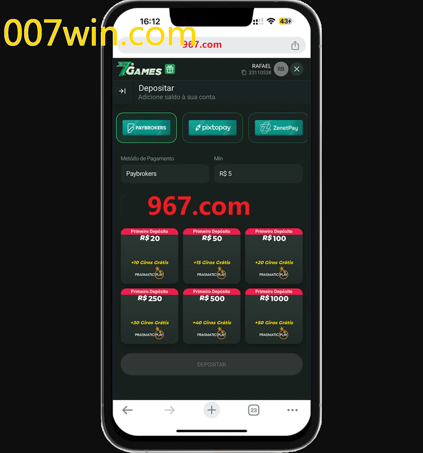 Baixe o aplicativo 007win.com para jogar a qualquer momento